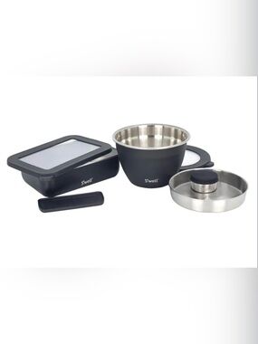 NEW S'well Black and Stainless Steel Bento Box & Salad Bowl Food Prep